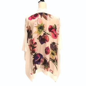 TED BAKER LONDON WHITE OPEN KNIT FRONT FLORAL BACK VEST CARDIGAN SIZE 4